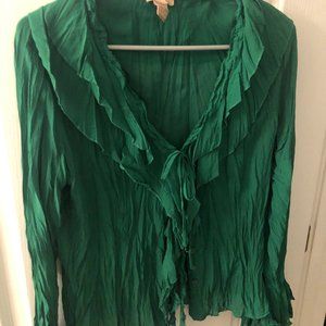 Forever 21 Green Ruffle Crinkle Top